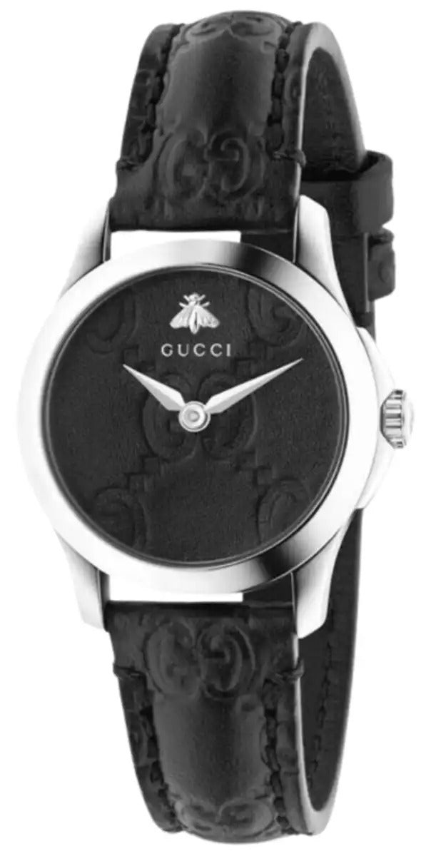 Gucci G-Timeless Black Dial Leather Strap Reloj de hombre