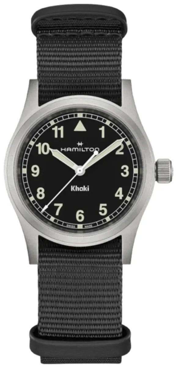 Hamilton Khaki Field Quartz 33mm Black Dial Fabric Strap Reloj de mujer