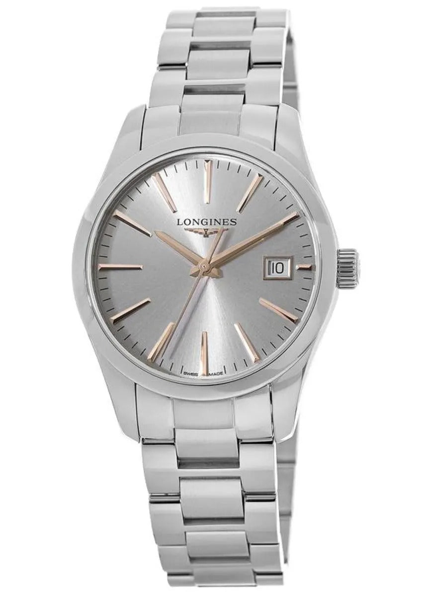 Longines Conquest Classic Silver Dial Stainless Steel Reloj de mujer