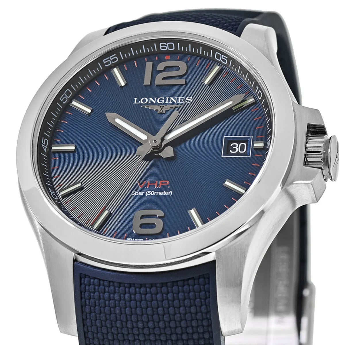 Longines Conquest V.H.P. 41mm Blue Dial Rubber Strap