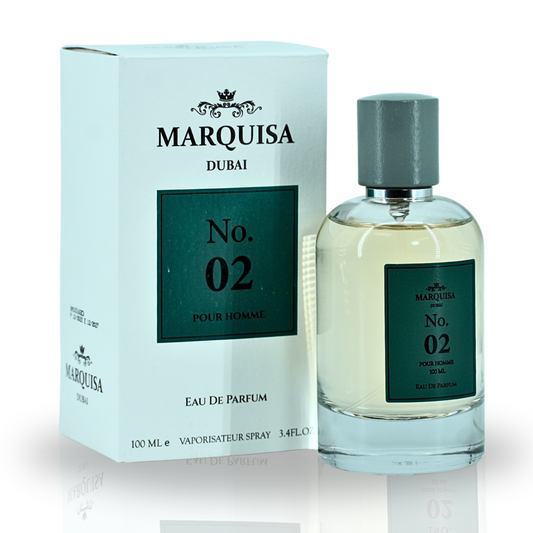 NO. 02 Pour Homme EDP Spray 100ML (3.4OZ) By Marquisa Dubai | Long Lasting & Luxurious Fragrances
