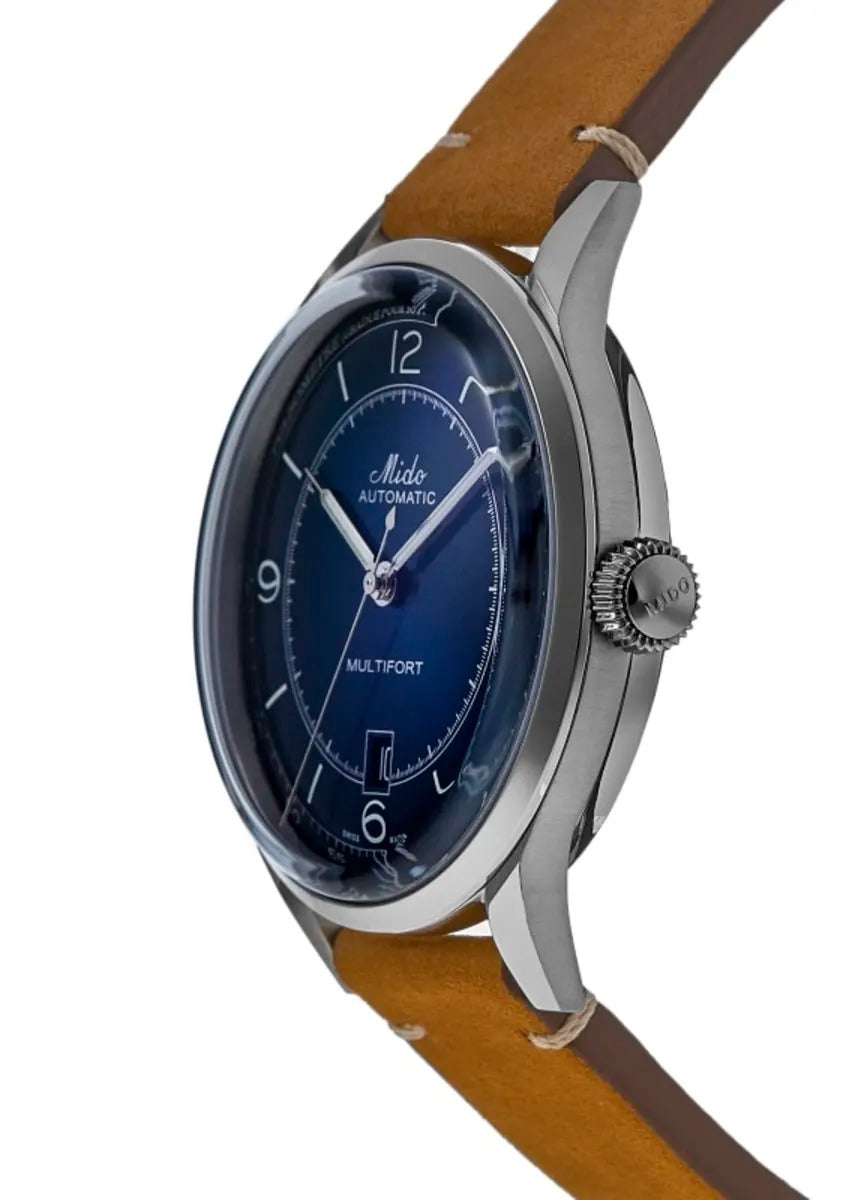 Mido Multifort Patrimony Blue Dial Leather Strap