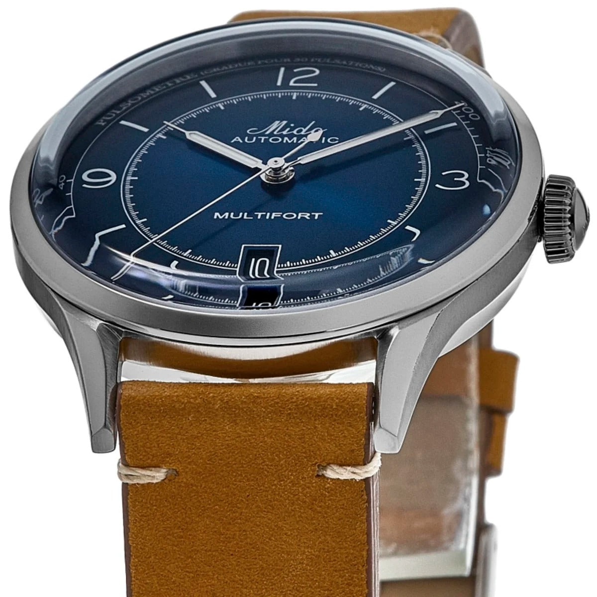 Mido Multifort Patrimony Blue Dial Leather Strap