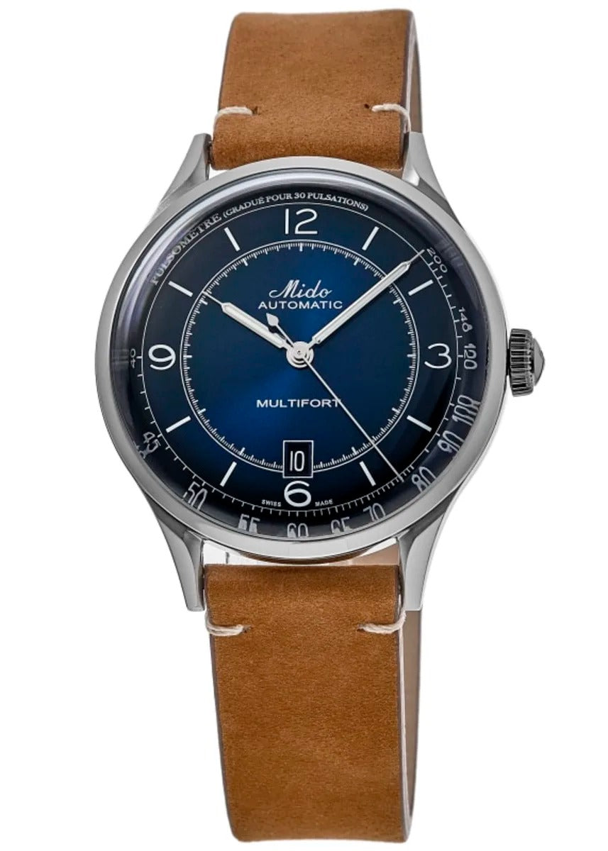 Mido Multifort Patrimony Blue Dial Leather Strap Reloj de hombre