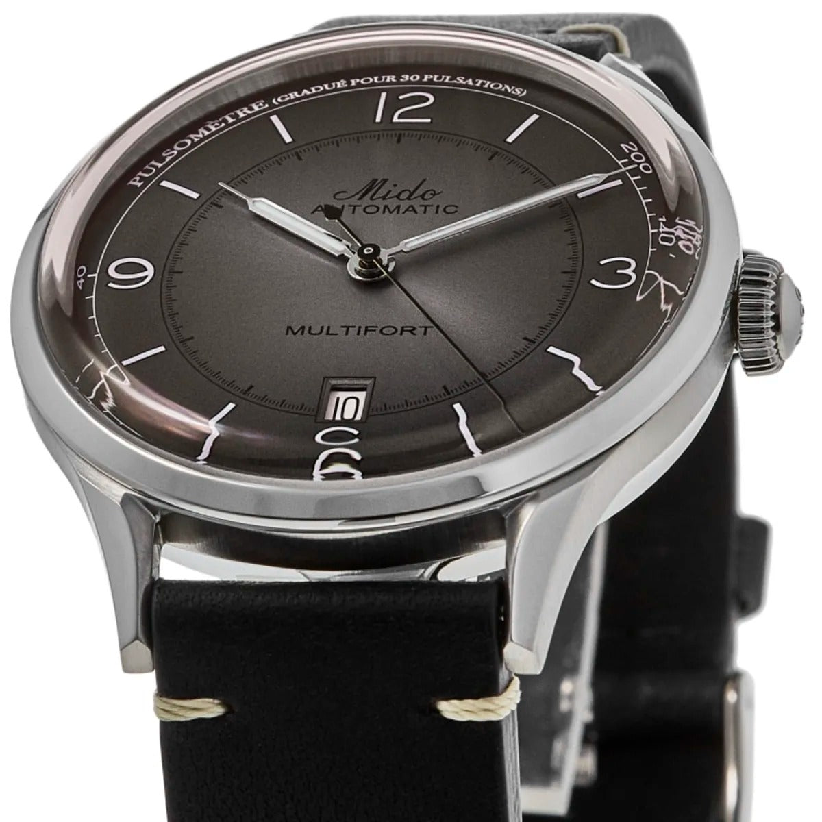 Mido Multifort Patrimony Grey Dial Leather Strap