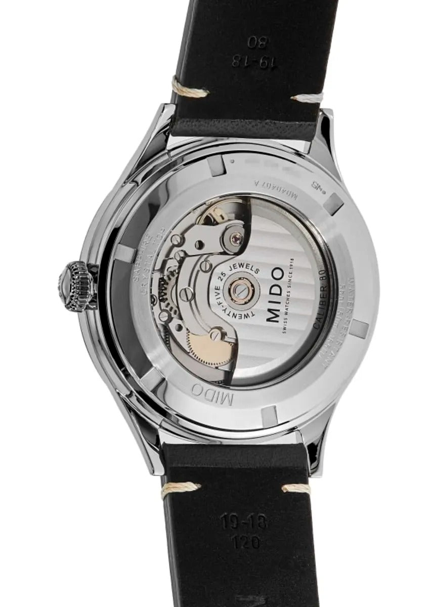 Mido Multifort Patrimony Grey Dial Leather Strap