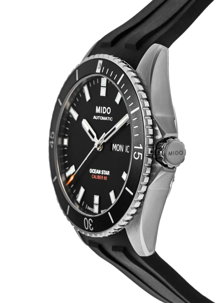Mido Ocean Star 200 Black Dial Rubber Strap