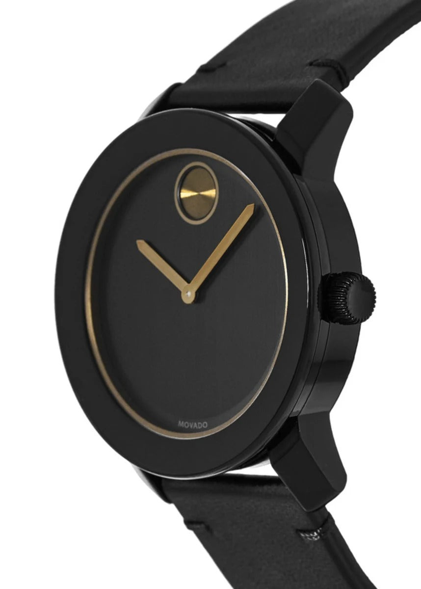 Movado Bold 42mm Black Leather Strap