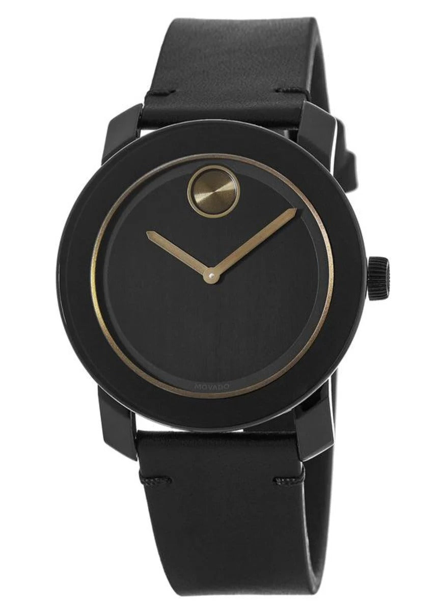 Movado Bold 42mm Black Leather Strap Reloj de hombre