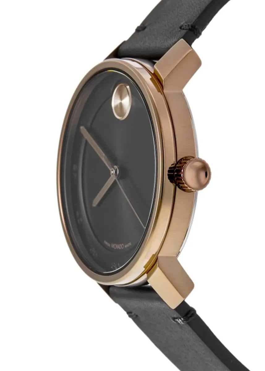 Movado Bold Access Black Dial Leather Strap