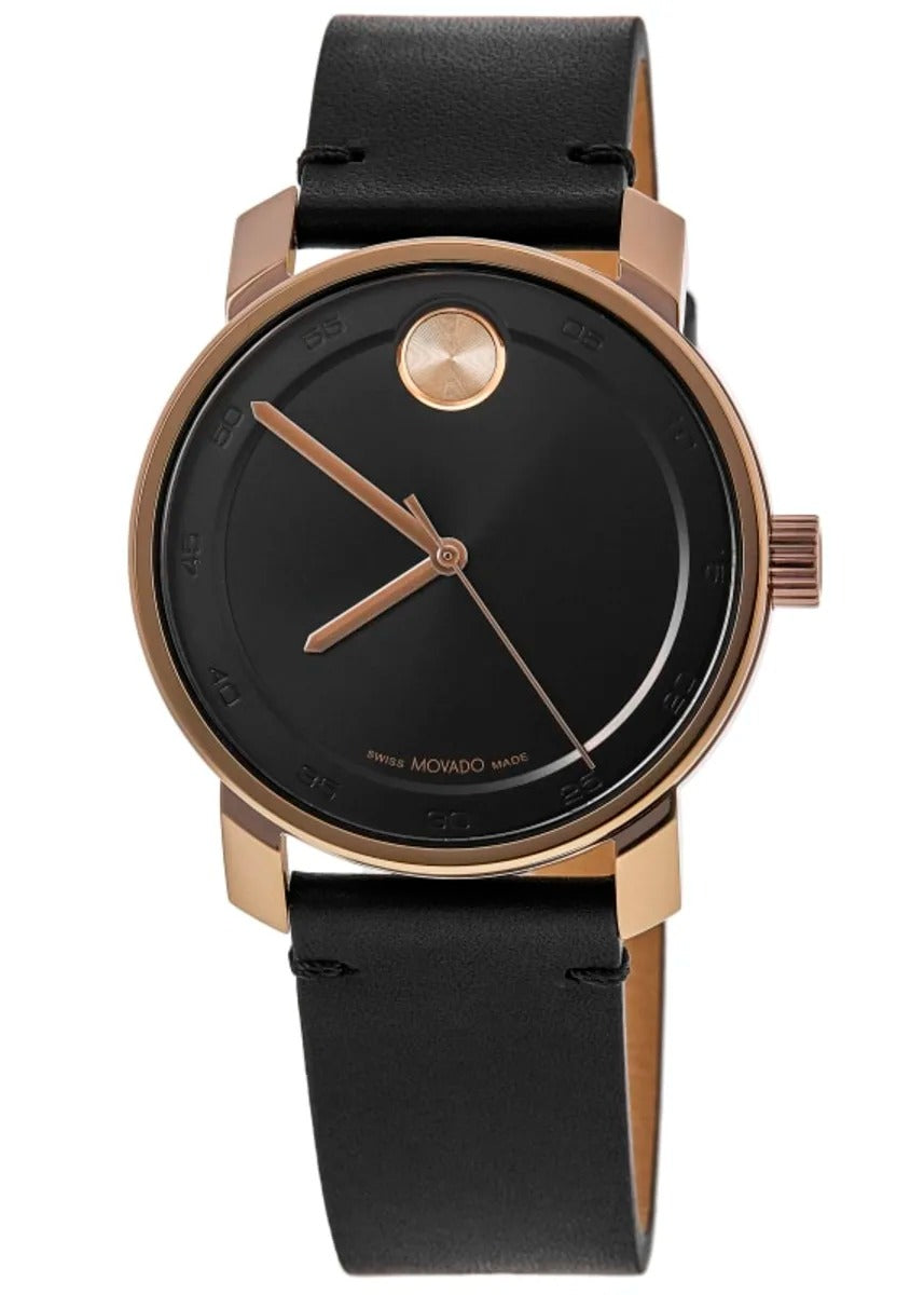 Movado Bold Access Black Dial Leather Strap Reloj de hombre