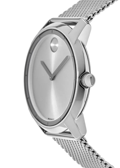 Movado Bold Silver Sunray Mesh Bracelet 44mm