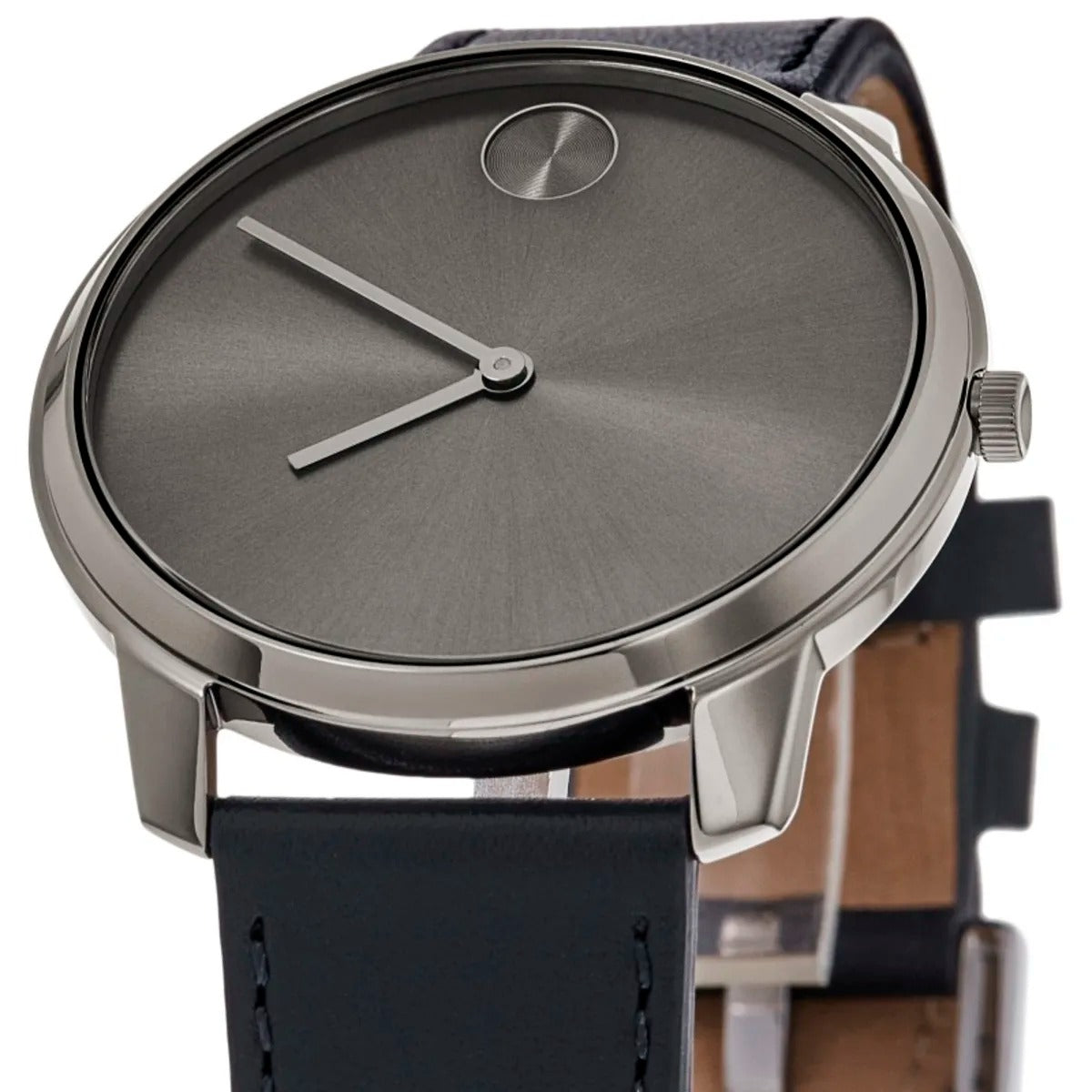 Movado Bold Thin Grey Dial Blue Leather Strap