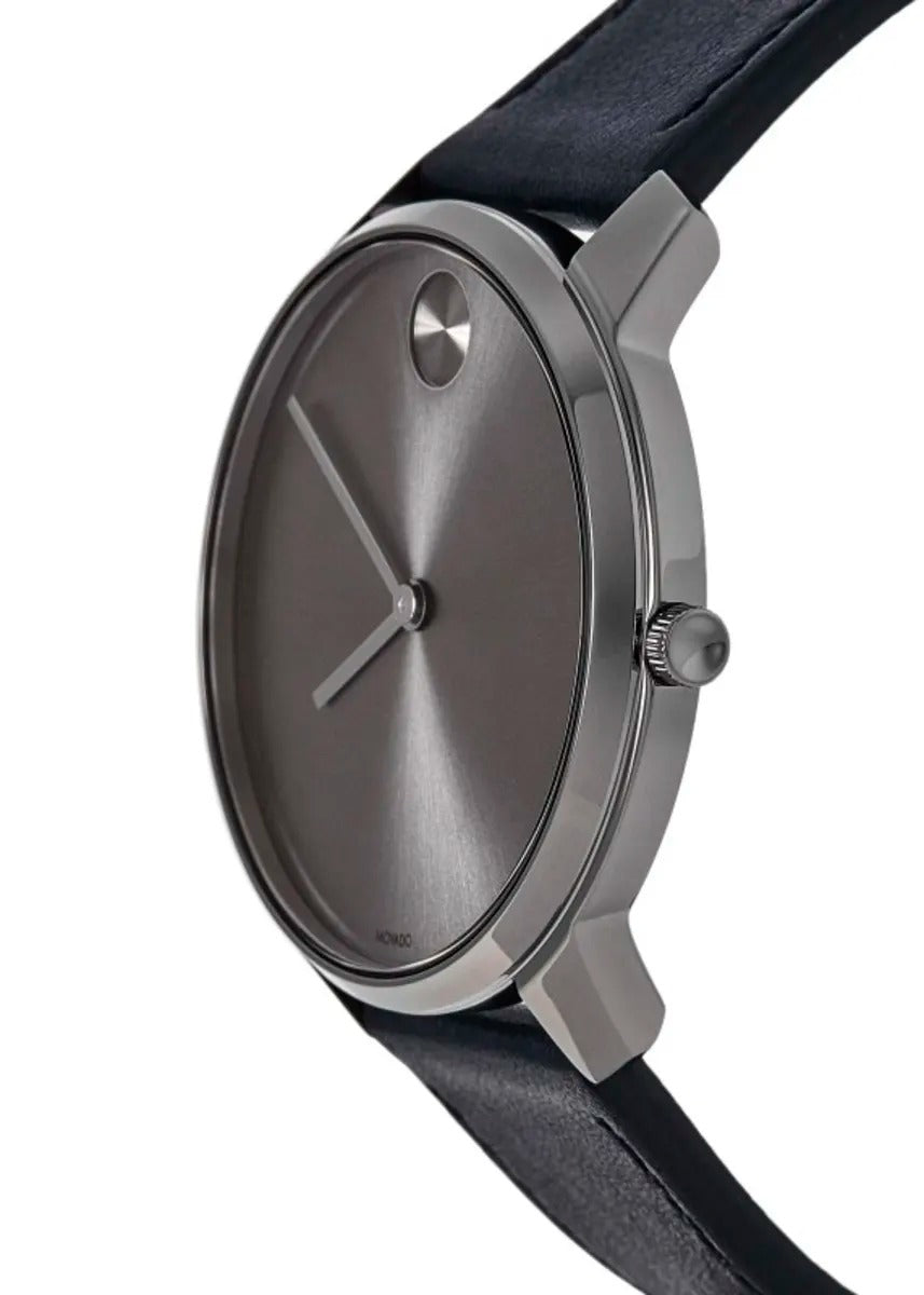 Movado Bold Thin Grey Dial Blue Leather Strap