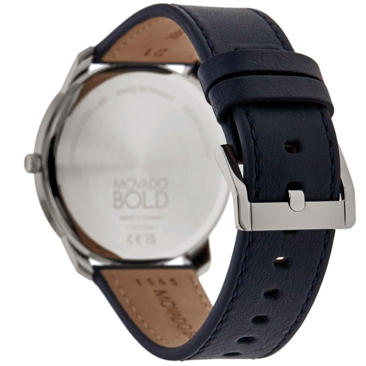 Movado Bold Thin Grey Dial Blue Leather Strap