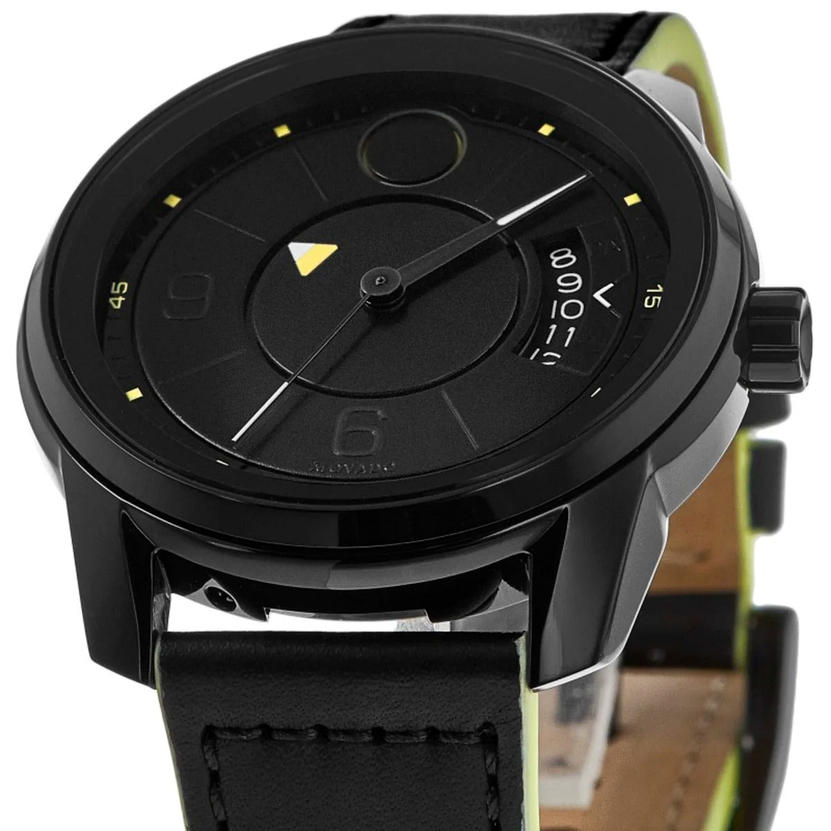 Movado Bold Verso Black Dial Leather Strap