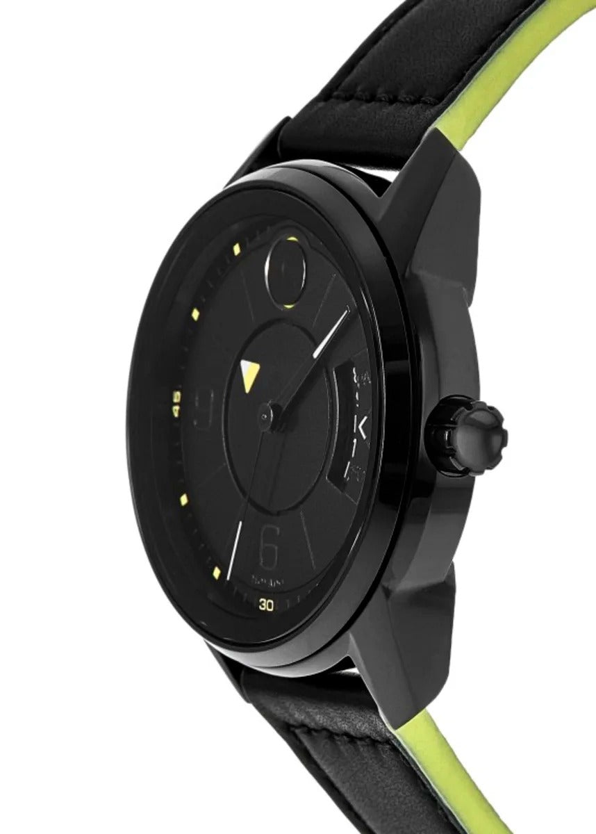 Movado Bold Verso Black Dial Leather Strap