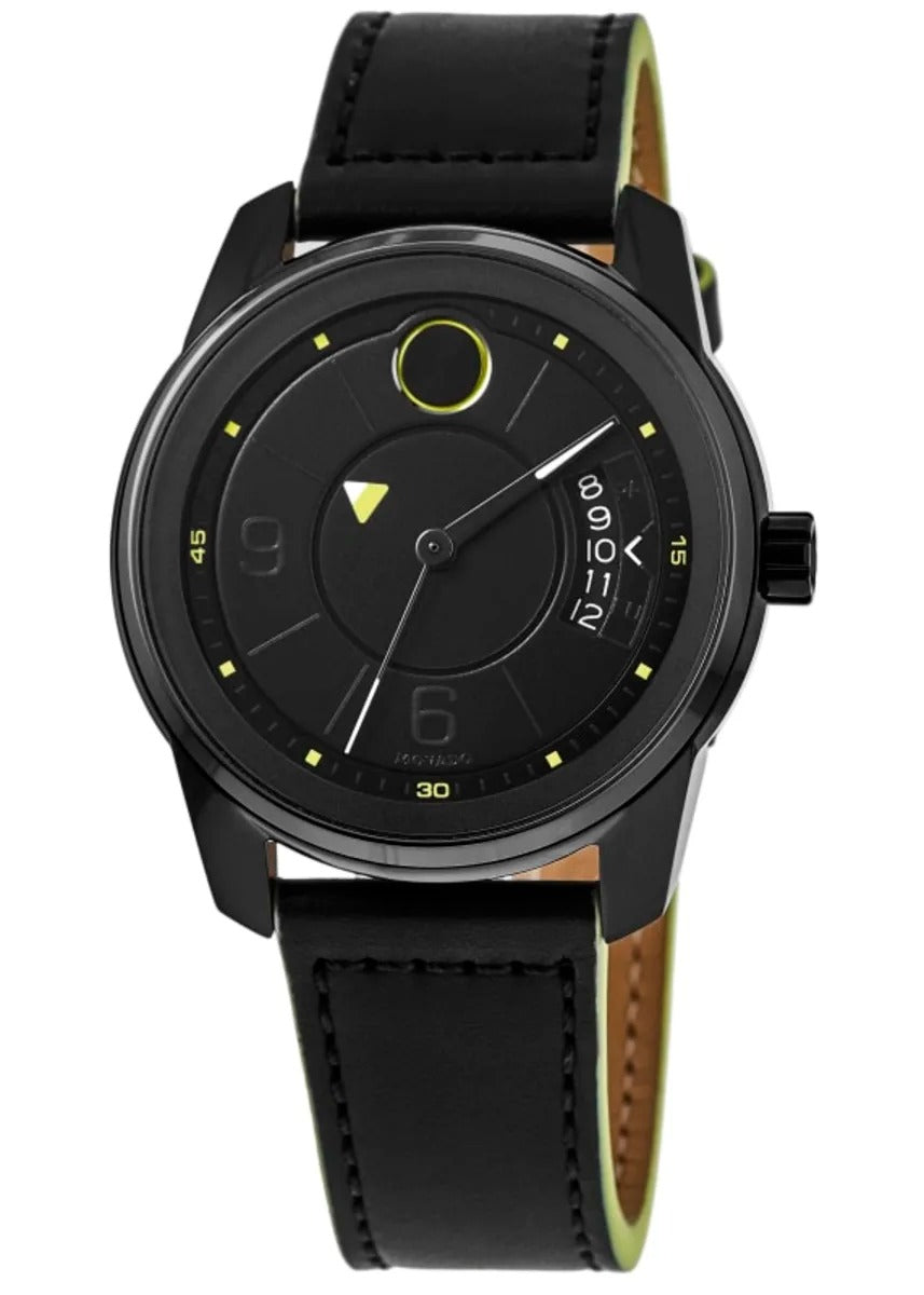 Movado Bold Verso Black Dial Leather Strap Reloj de hombre