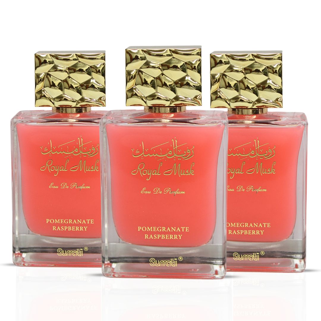 Royal Musk Pomegranate Raspberry Eau de Parfum Spray 100ml (3.4 oz) by Surrati (Pack of 3)