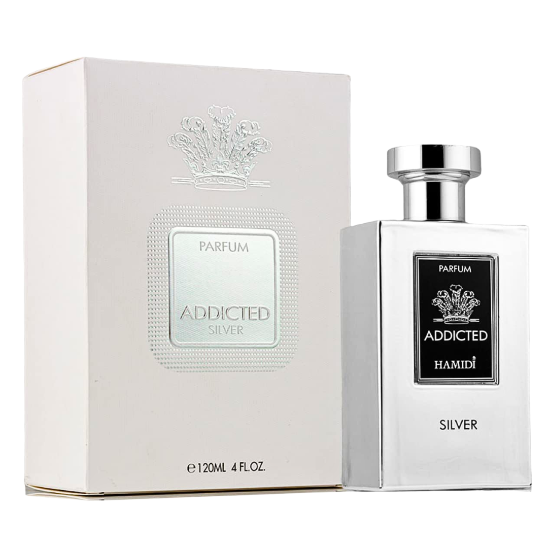 HAMIDI ADDICTED SILVER EDP Spray 120ML (4 OZ) By Hamidi | A Long Lasting And Intense Fragrance.