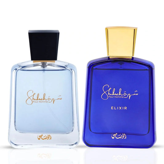 Shuhrah Pour Homme & Shuhrah Elixir Pour Homme Eau de Parfum Sprays 90ml by Rasasi (Bundle)