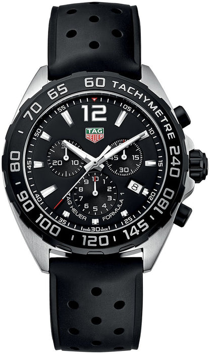 Tag Heuer Formula 1 Quartz Chronograph Black Dial Rubber Strap Reloj de hombre