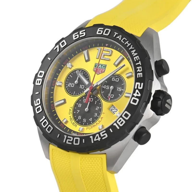 Tag Heuer Formula 1 Quartz Chronograph Yellow Dial Rubber Strap