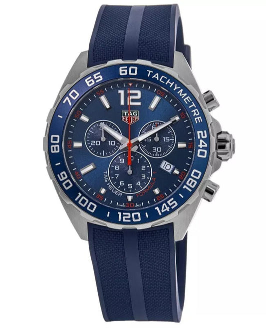 Tag Heuer Formula 1 Quartz Chronograph Blue Dial Rubber Strap Reloj de hombre