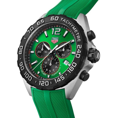 Tag Heuer Formula 1 Quartz Chronograph Green Dial Rubber Strap