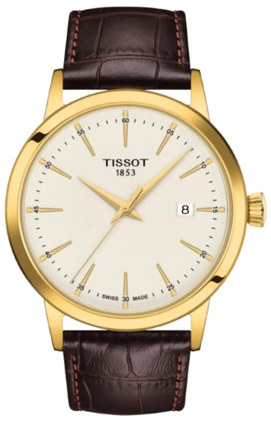 Tissot Classic Dream Ivory Dial Leather Strap Reloj de hombre