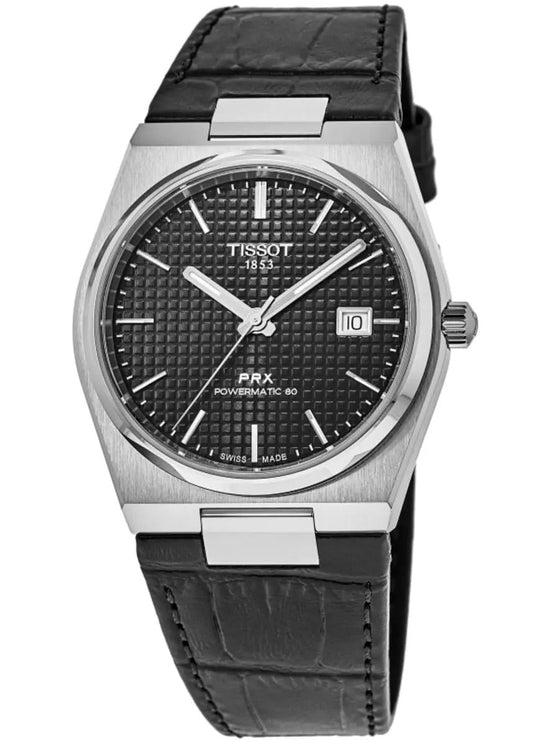 Tissot PRX Powermatic 80 Automatic Black Dial Leather Strap Reloj de hombre