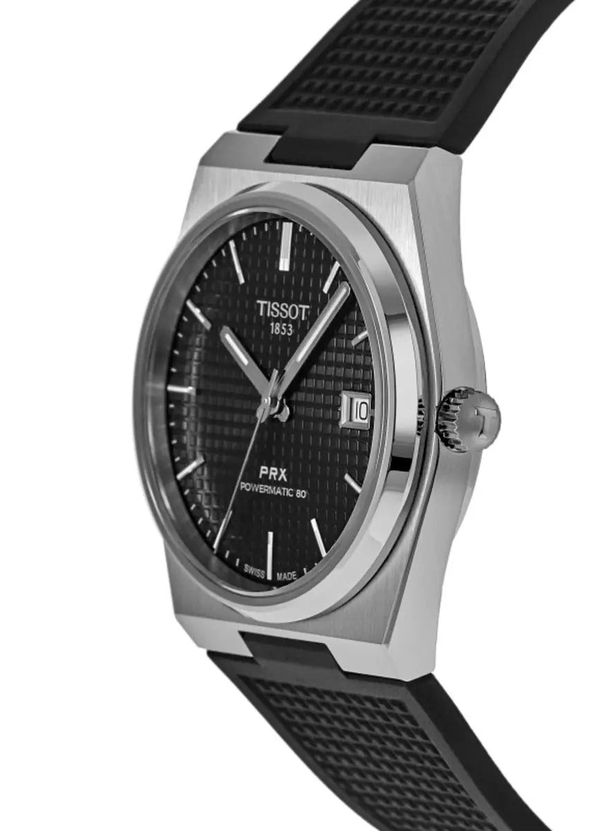 Tissot PRX Powermatic 80 Automatic Black Dial Rubber Strap