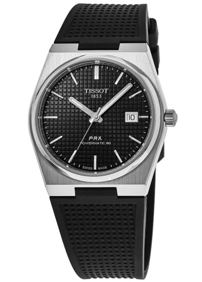 Tissot PRX Powermatic 80 Automatic Black Dial Rubber Strap Reloj de hombre