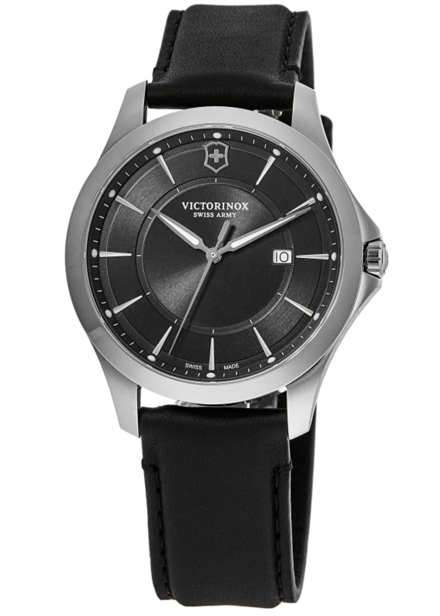 Victorinox Swiss Army Alliance Quartz Black Dial Leather Strap Reloj de hombre