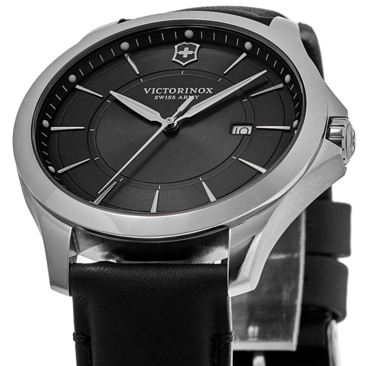 Victorinox Swiss Army Alliance Quartz Black Dial Leather Strap