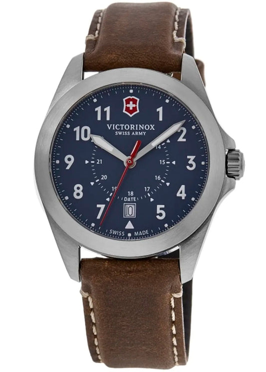 Victorinox Swiss Army Heritage Quartz Blue Dial Brown Leather Strap Reloj de hombre