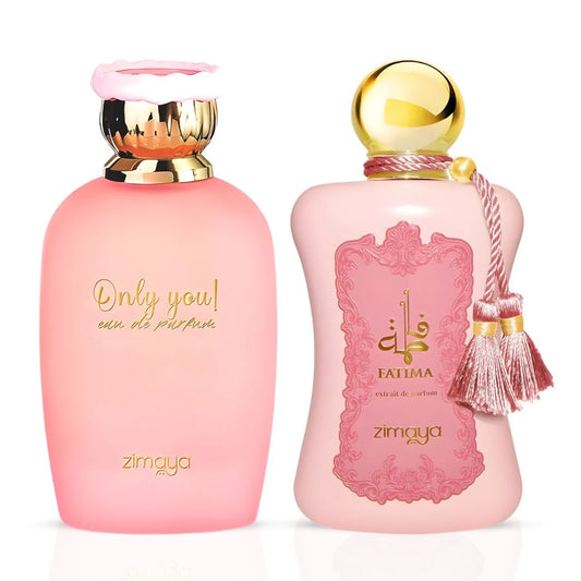 Only You Eau de Parfum & Fatima Pink Extrait De Parfum Sprays 100ml (3.4 oz)  by Zimaya (Bundle)